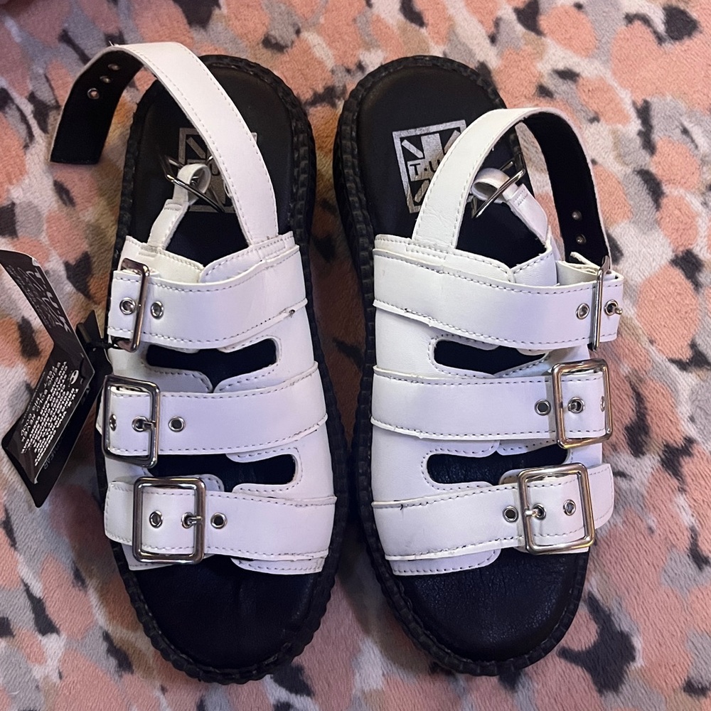 T.U.K Black and White Sandals